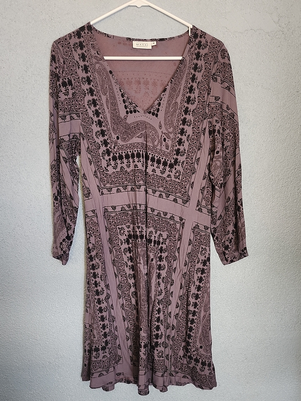 MASAI Mauve Paisley V-Neck Mini Dress